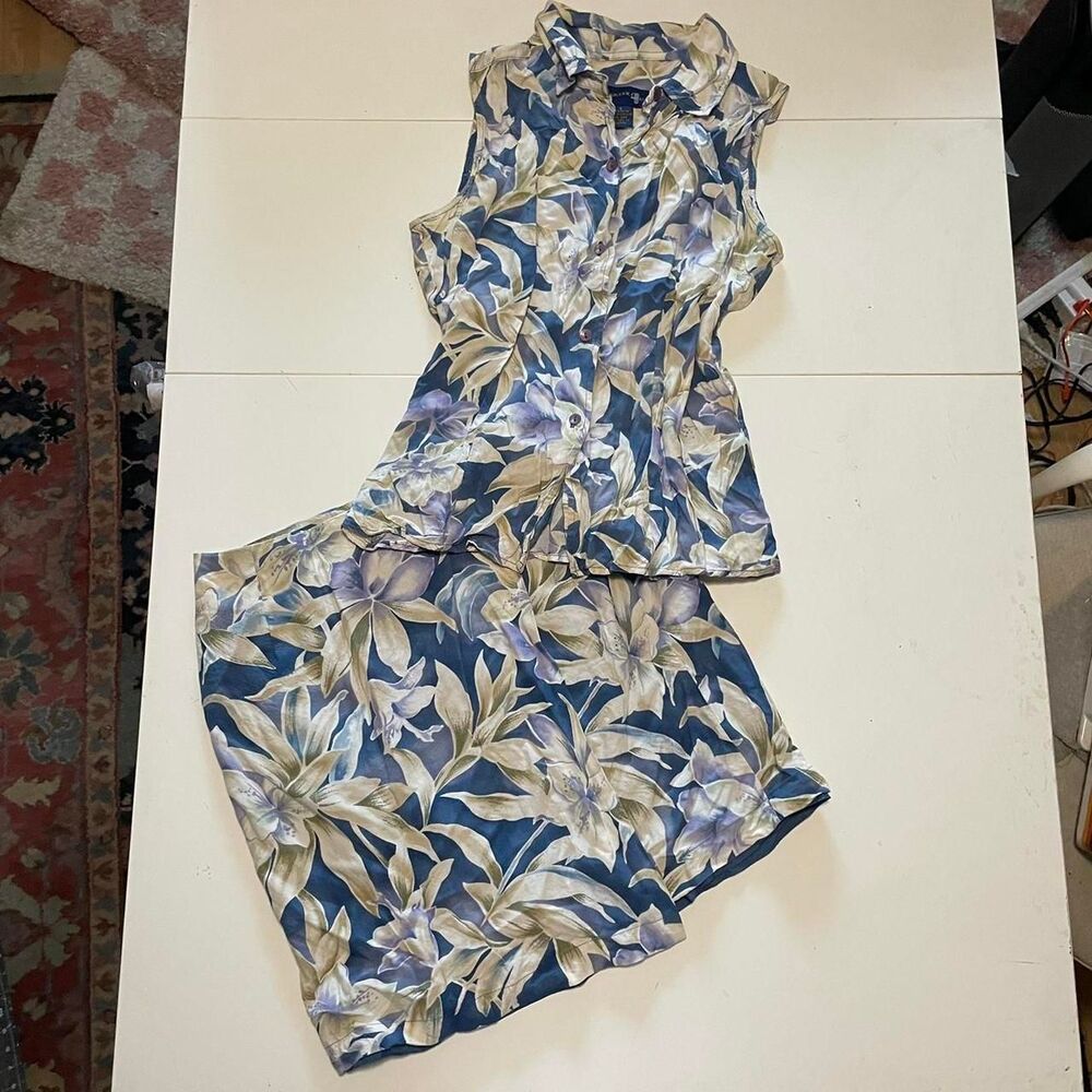 Tropical Skirt and Button Up Set